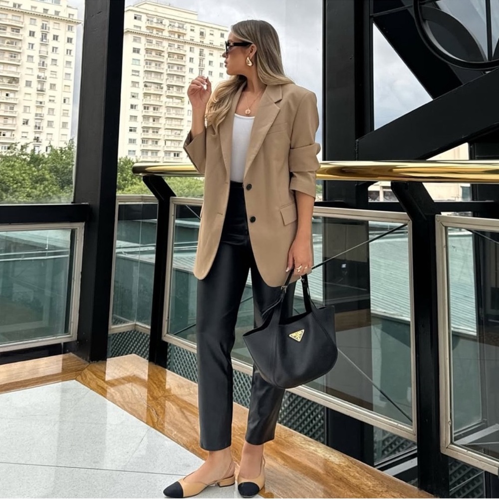 ZARA mom fit faux leather pants blogger favorite